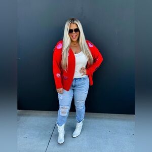 Blakeley Be Mine Sequin Heart Sweater in Red